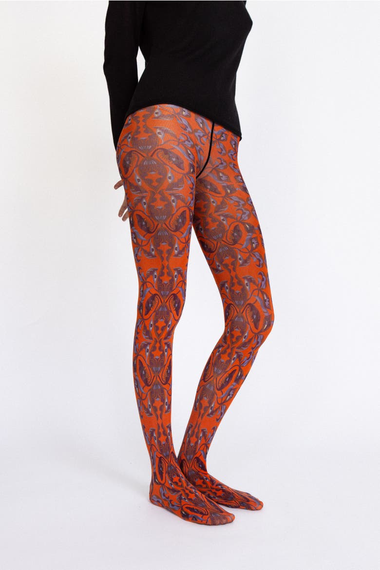 Printed Tights, Alternate, color, Red