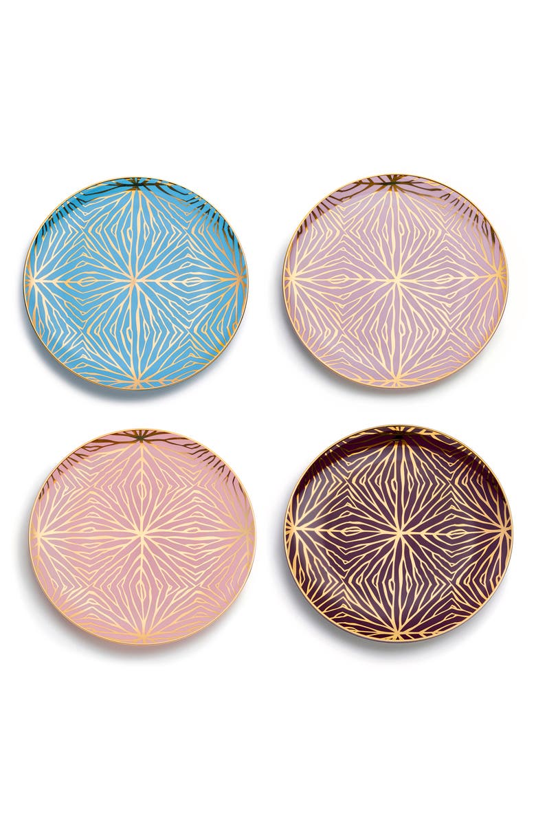 ANNA New York Set of 4 Assorted Talianna Ceramic Dessert Plates, Main, color, 