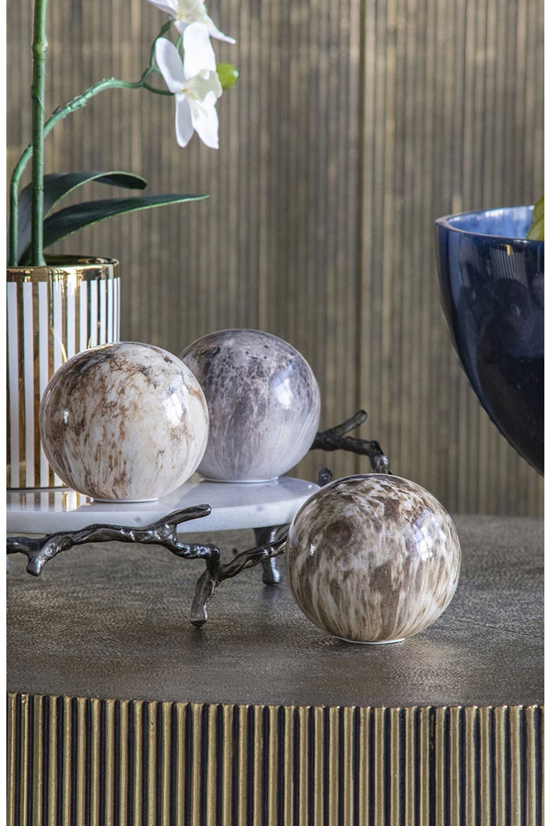 Set of 6 Marble Ceramic Ball Accents, Alternate, color, GRAY