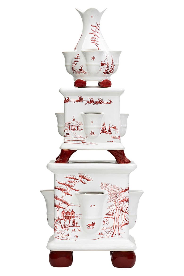 Country Estate Winter Frolic 11" Tulipiere Tower, Alternate, color, RUBY