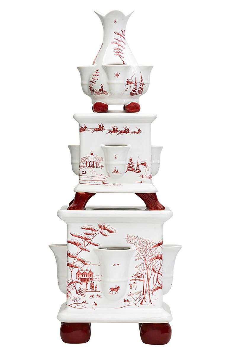 Juliska Country Estate Winter Frolic 11" Tulipiere Tower, Alternate, color, Ruby