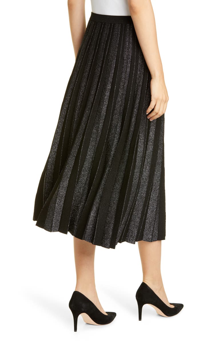 Lewit Metallic Stripe Pleated Sweater Skirt, Alternate, color, 