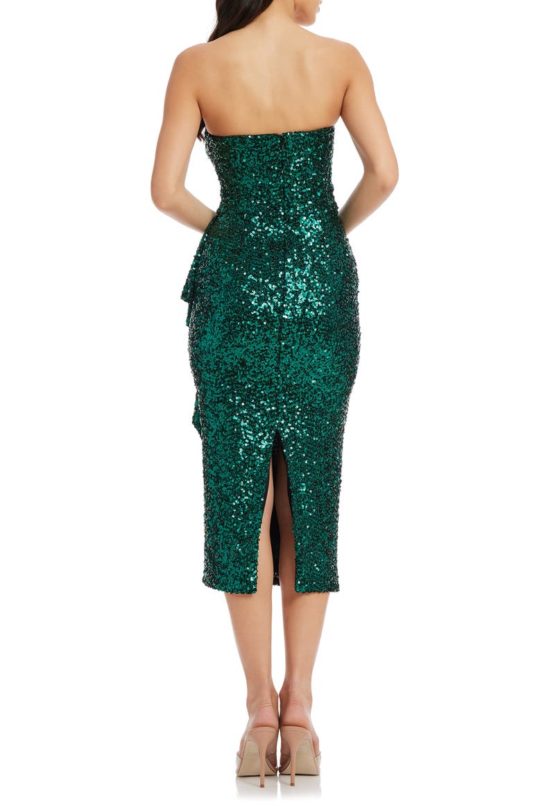 Alexis Sequin Strapless Sheath Dress, Alternate, color, DEEP EMERALD