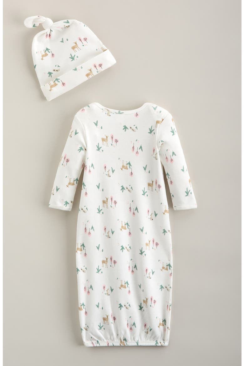 Kids' Gown and Hat Set, Alternate, color, IVORY EGRET WOODLAND FLORAL