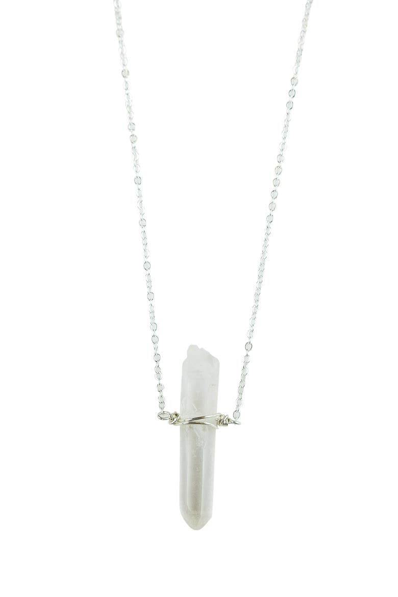 Wander Long Stone Pendant Necklace, Main, color, SILVER