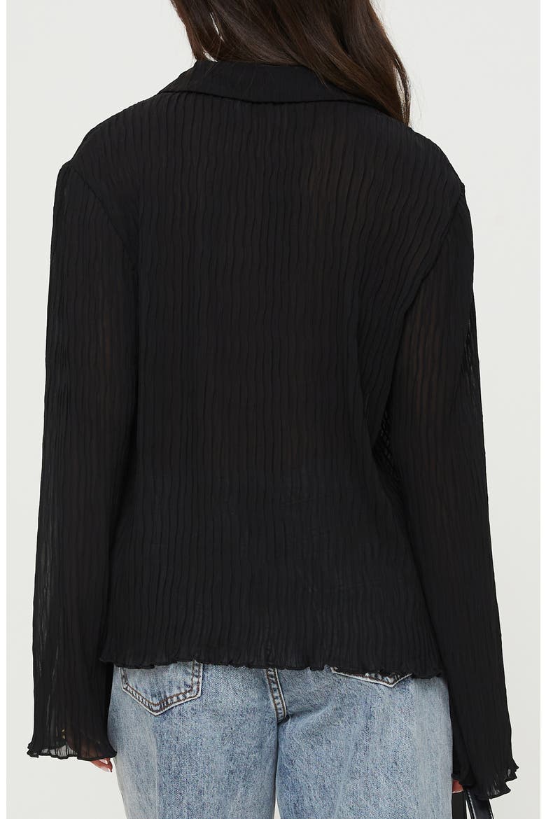 Selma Crinkle Button-Up Top, Alternate, color, BLACK