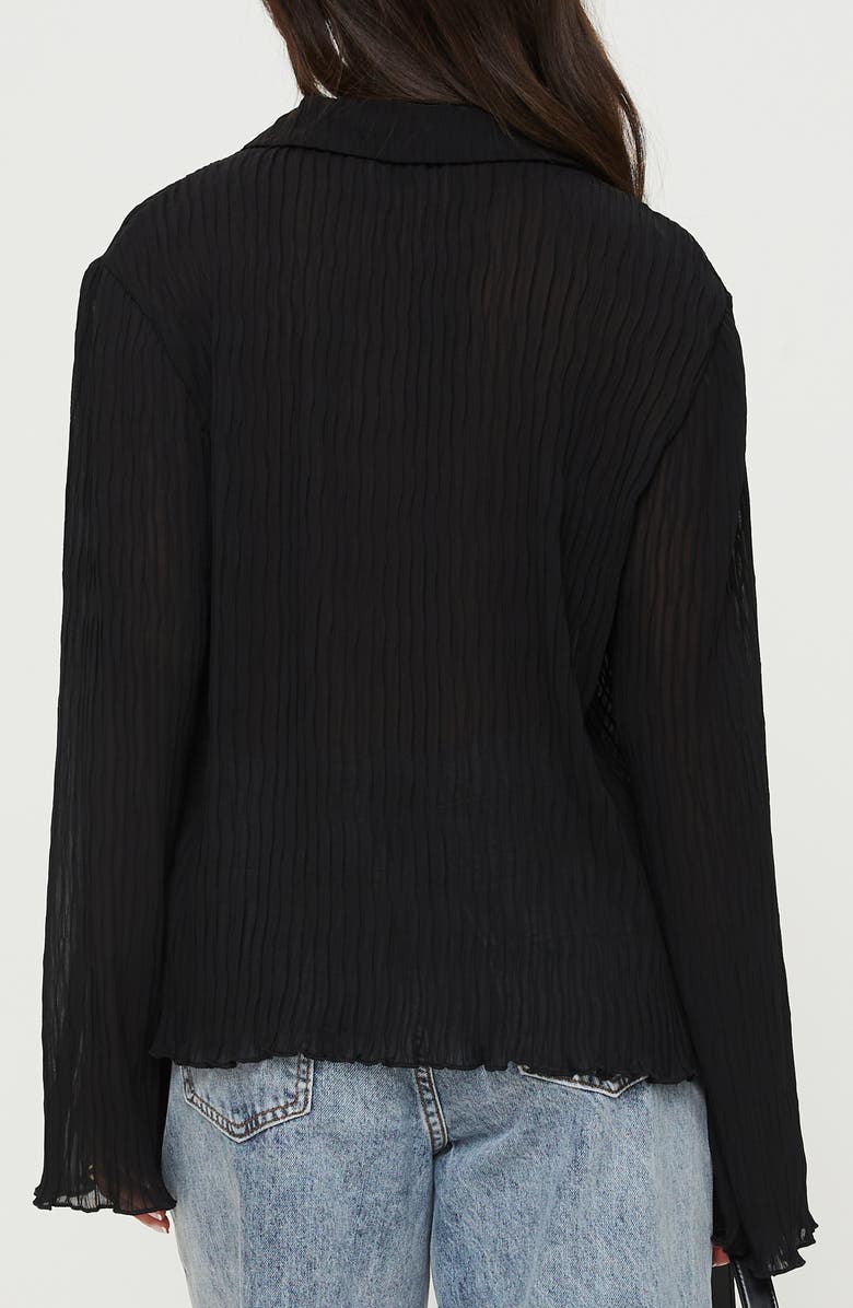 Princess Polly Selma Crinkle Button-Up Top, Alternate, color, Black