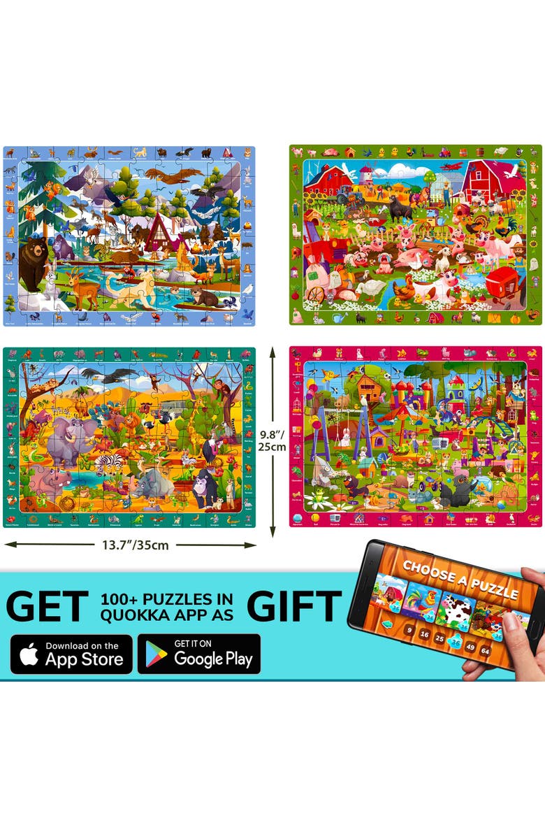 Kids 60 Piece Puzzle Set - Search & Find, Alternate, color, Animals Search and Find