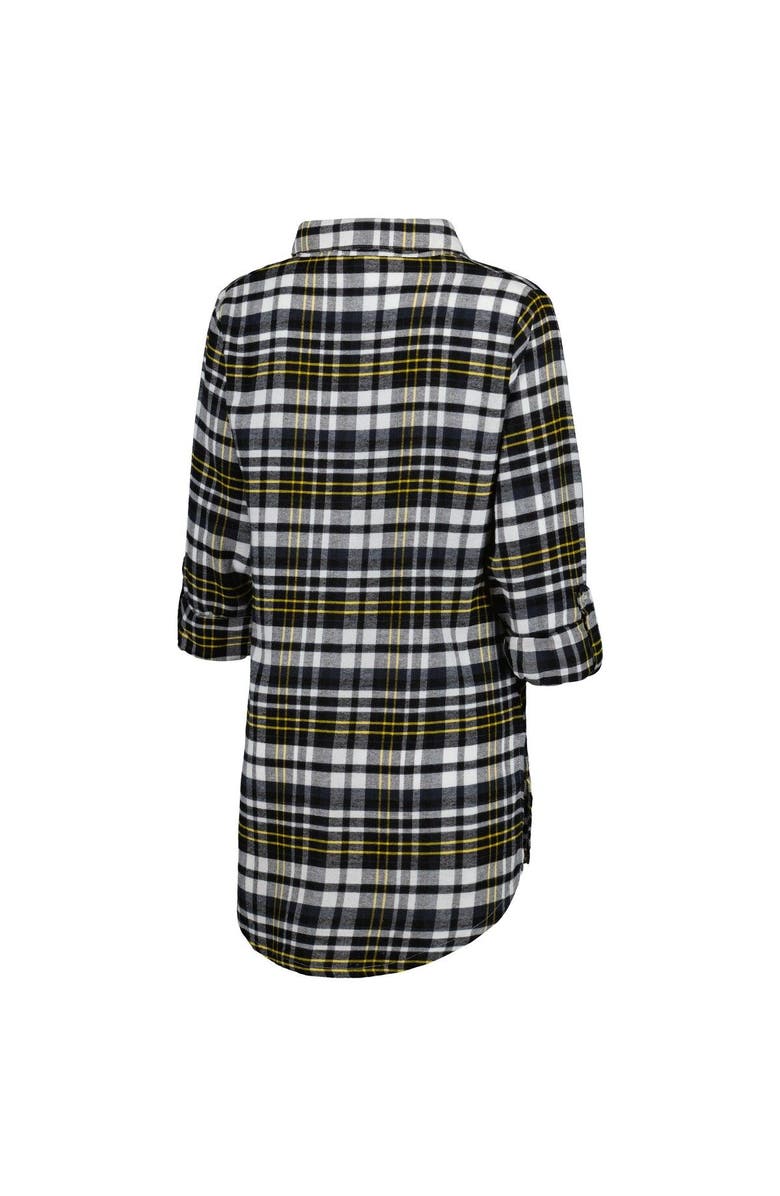 CONCEPTS SPORT Women's Concepts Sport Black Pittsburgh Penguins Mainstay Flannel Full-Button Long Sleeve Nightshirt, Alternate, color, Black