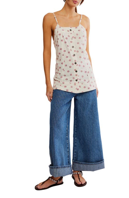 Free People Maddie Floral Print Sleeveless Top In Ivory Combo