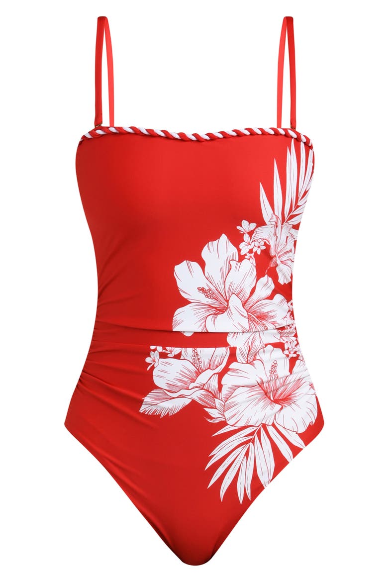 Mariner One-Piece Swimsuit, Alternate, color, RUBY