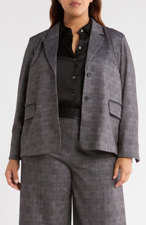 Everest Glen Plaid Ponte Blazer (Plus)