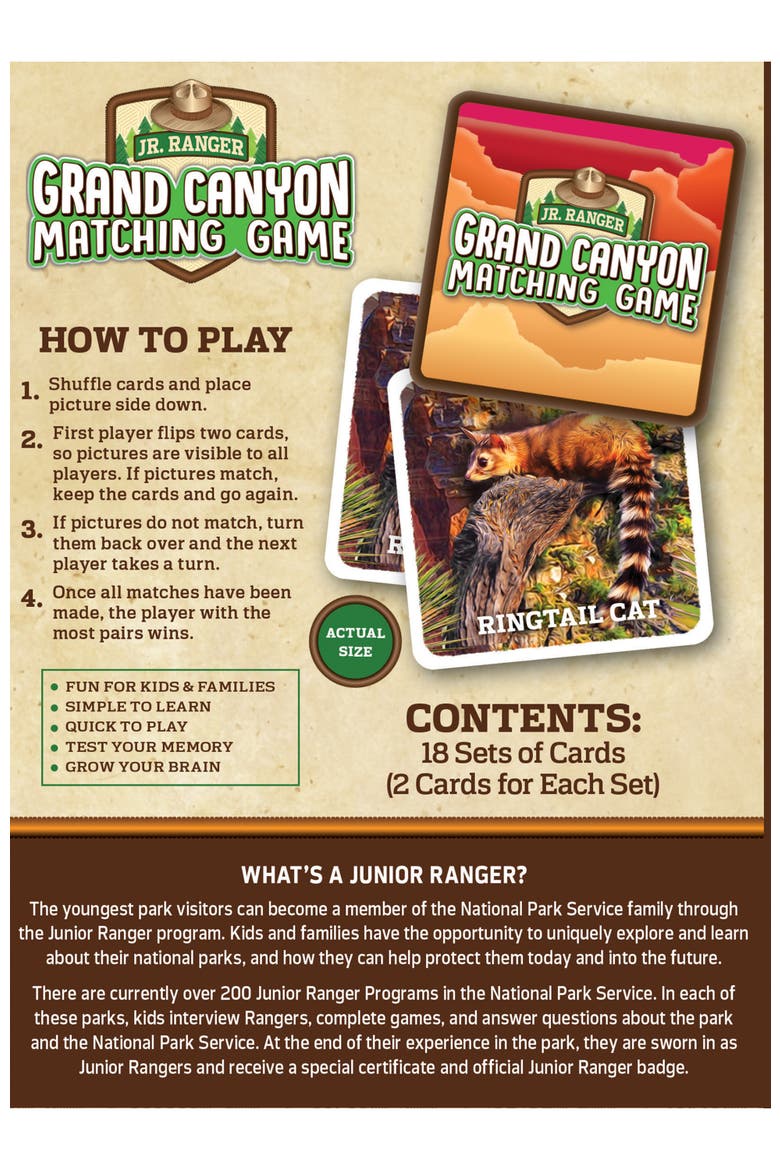 Jr. Ranger - Grand Cayon Matching Game, Alternate, color, Multicolor