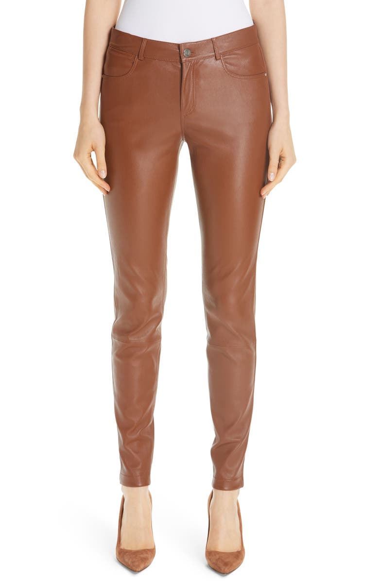 Lafayette 148 New York Mercer Nappa Leather Pants, Main, color, 