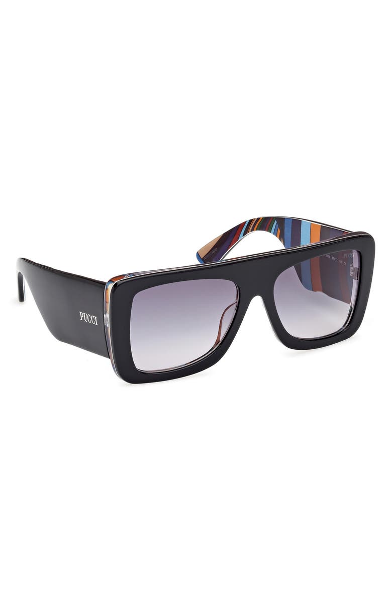 Emilio Pucci 56mm Square Sunglasses, Alternate, color, Black / Gradient Blue