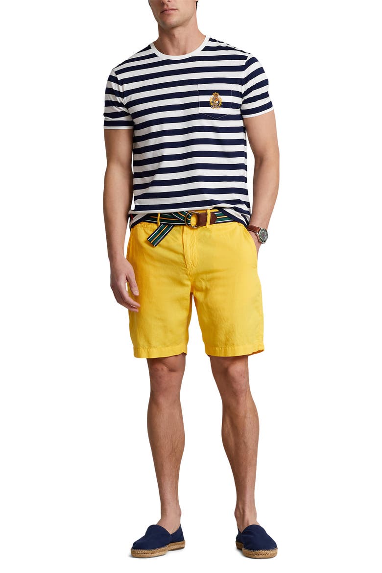Classic Fit Maritime Linen & Cotton Shorts, Alternate, color, YELLOW FIN