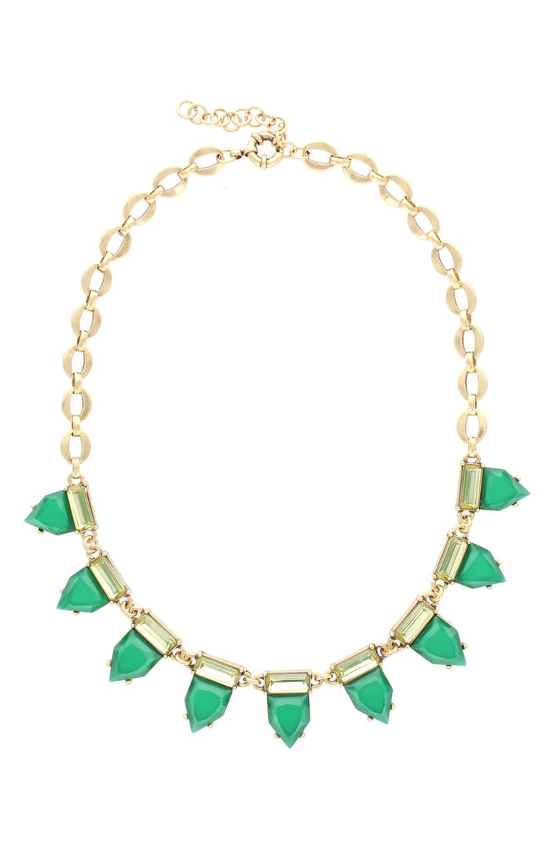 OLIVIA WELLES Chyenne Frontal Necklace, Alternate, color, Burnished Gold / Green