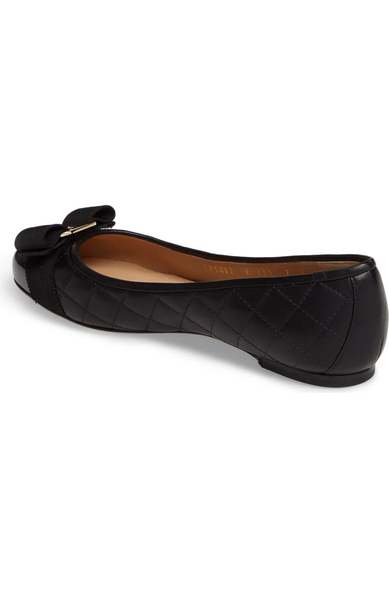 FERRAGAMO Salvatore Ferragamo Varina Q Quilted Flat, Alternate, color, Black Leather