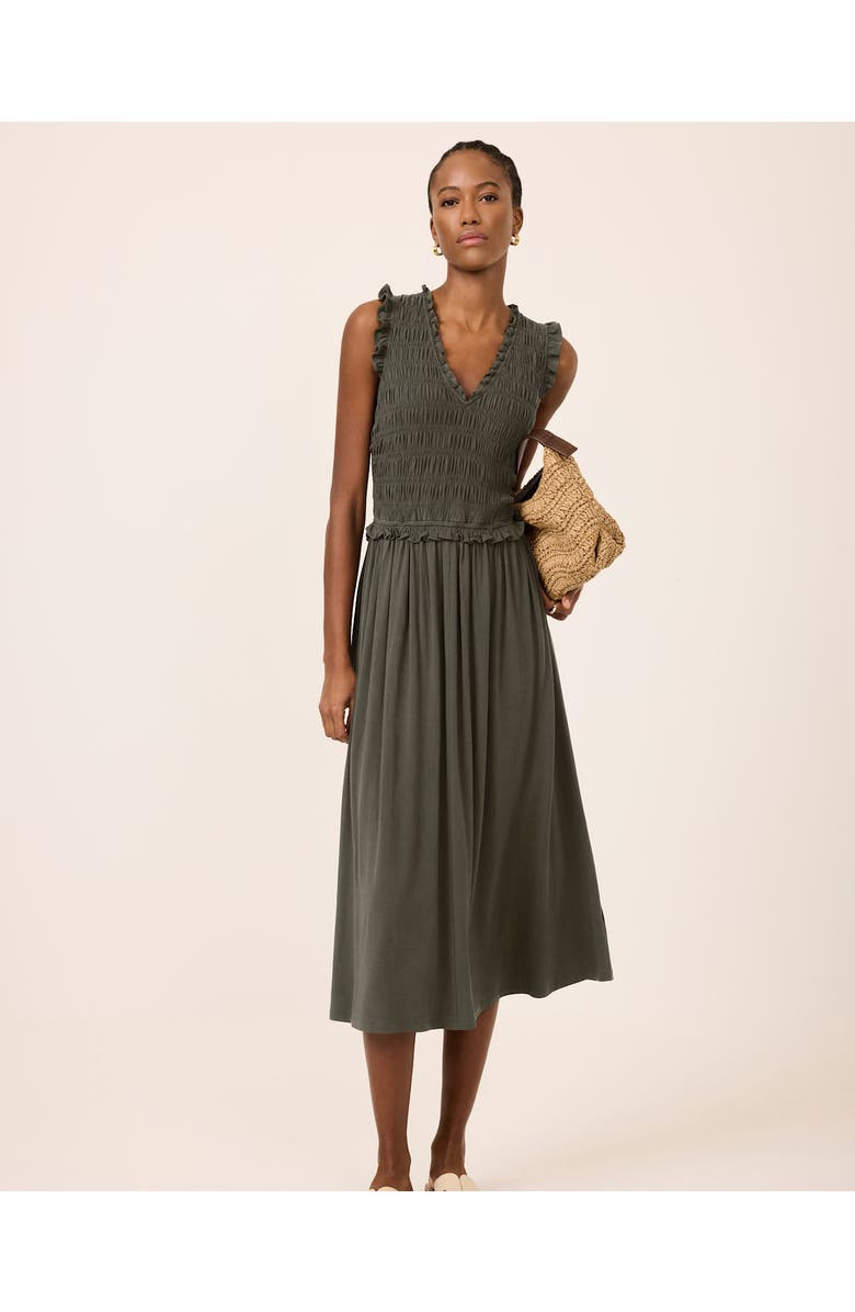 MINT VELVET Shirred Ruffle Midi Dress, Alternate, color,