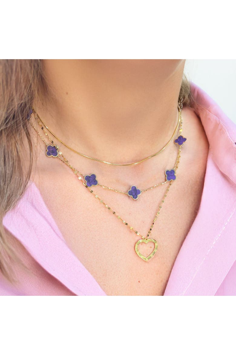 Small Amethyst Clover Necklace, Alternate, color, Amethyst