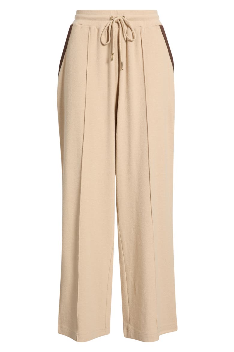Pintuck Tie Waist Lounge Pants, Alternate, color, TAN