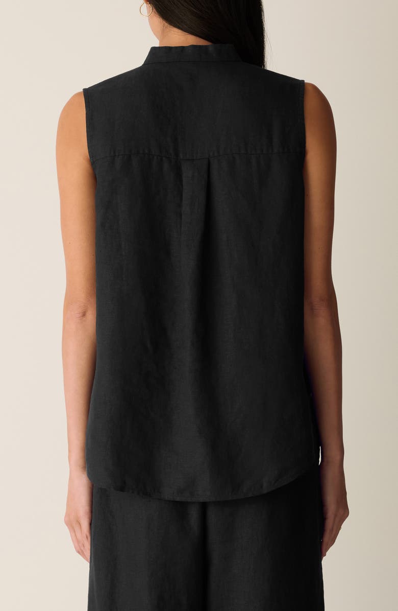Eileen Fisher Sleeveless Linen Mandarin Collar Button-Up Shirt, Alternate, color, 