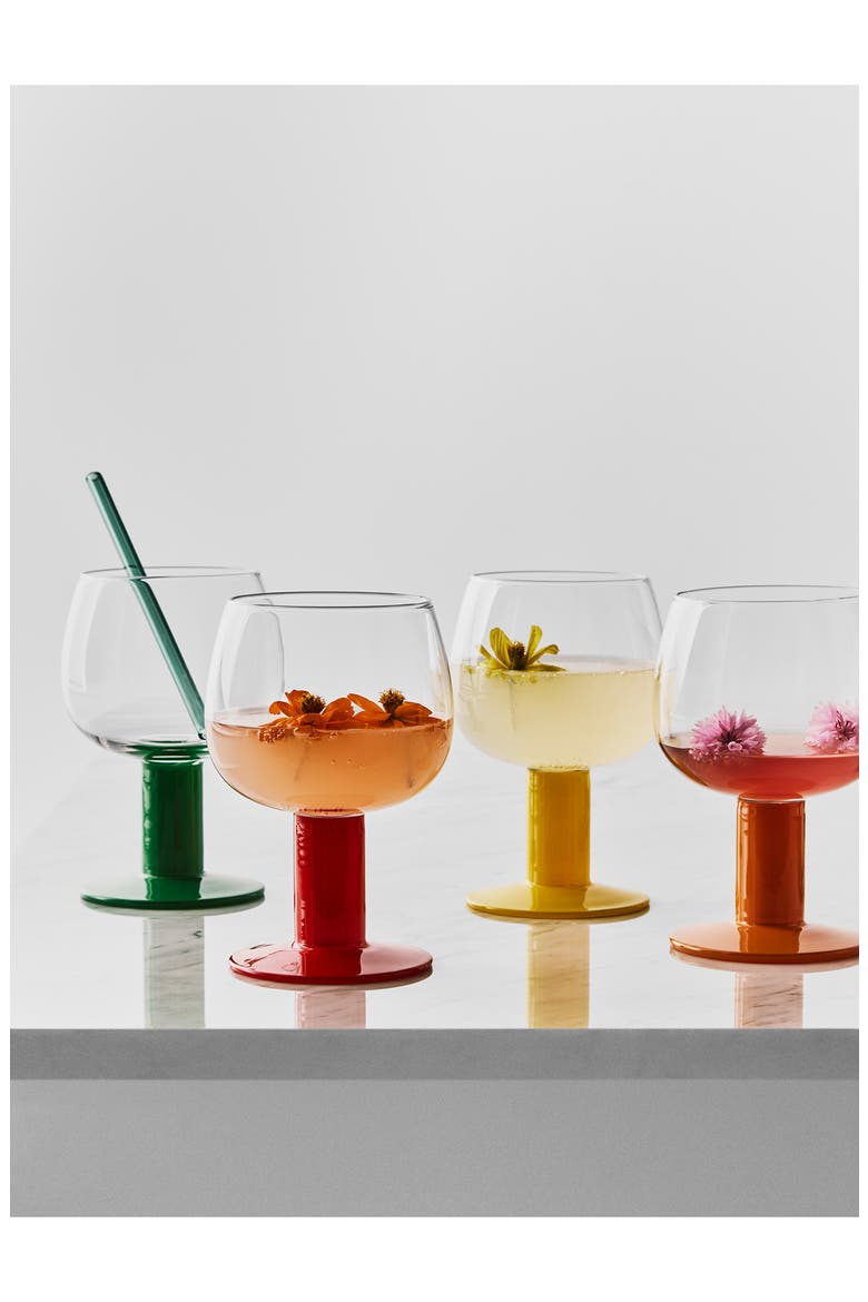 Fars Glas Set of 4 Mixed Color Wine Glasses, Alternate, color, MULTI