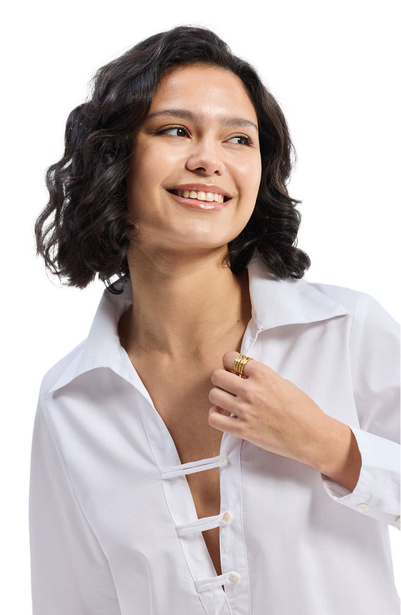 Reistor Crisp Details Button-down Shirt in White, Alternate, color, White