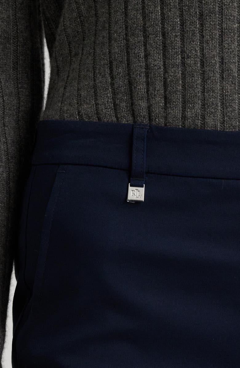 Lauren Ralph Lauren Double Faced Stretch Cotton Pants, Alternate, color, Lauren Navy