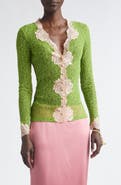 Valentino Scalloped Trim Stretch Lace Cardigan