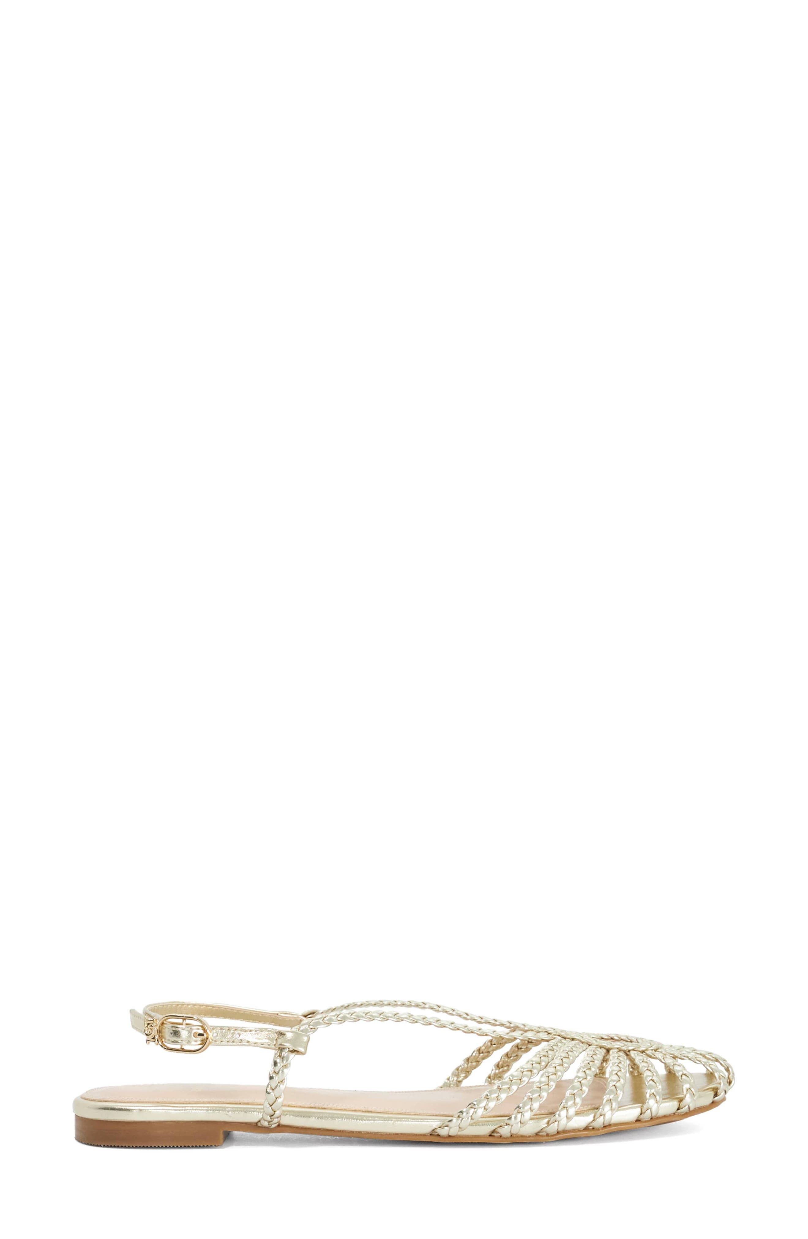 Dune London <p>Hoopla Flat Sandal (Women)</p>, Alternate, color, Gold