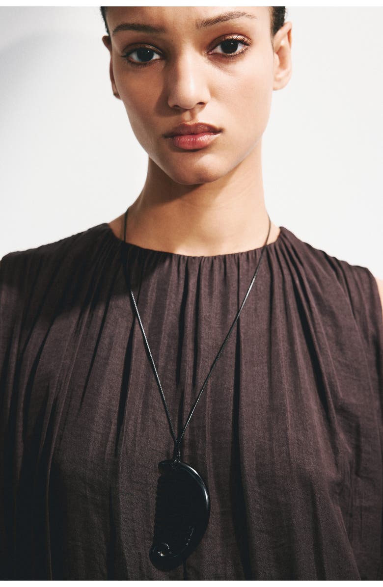 H&M Draped Bubble-hem Dress, Alternate, color, Dark Brown