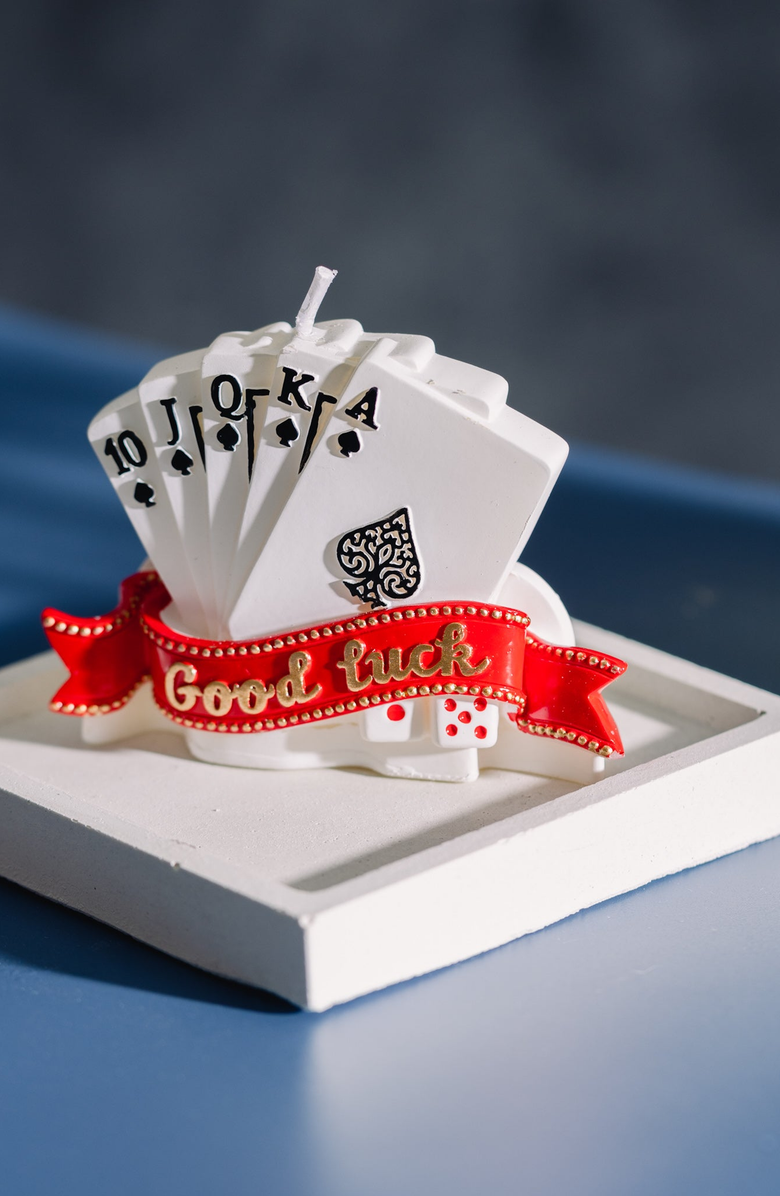 Southlake gifts Lucky Poker Candle, Alternate, color, White / Red