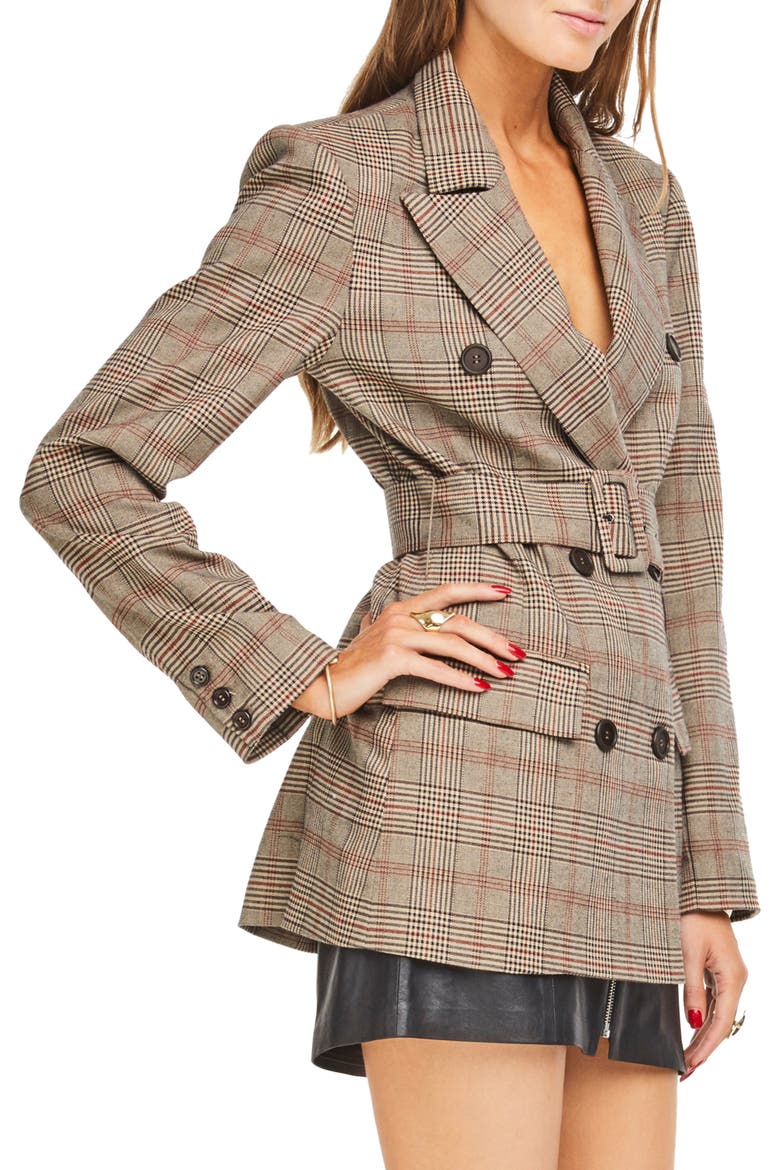 Emerson Blazer, Alternate, color, TAUPE/ RED PLAID