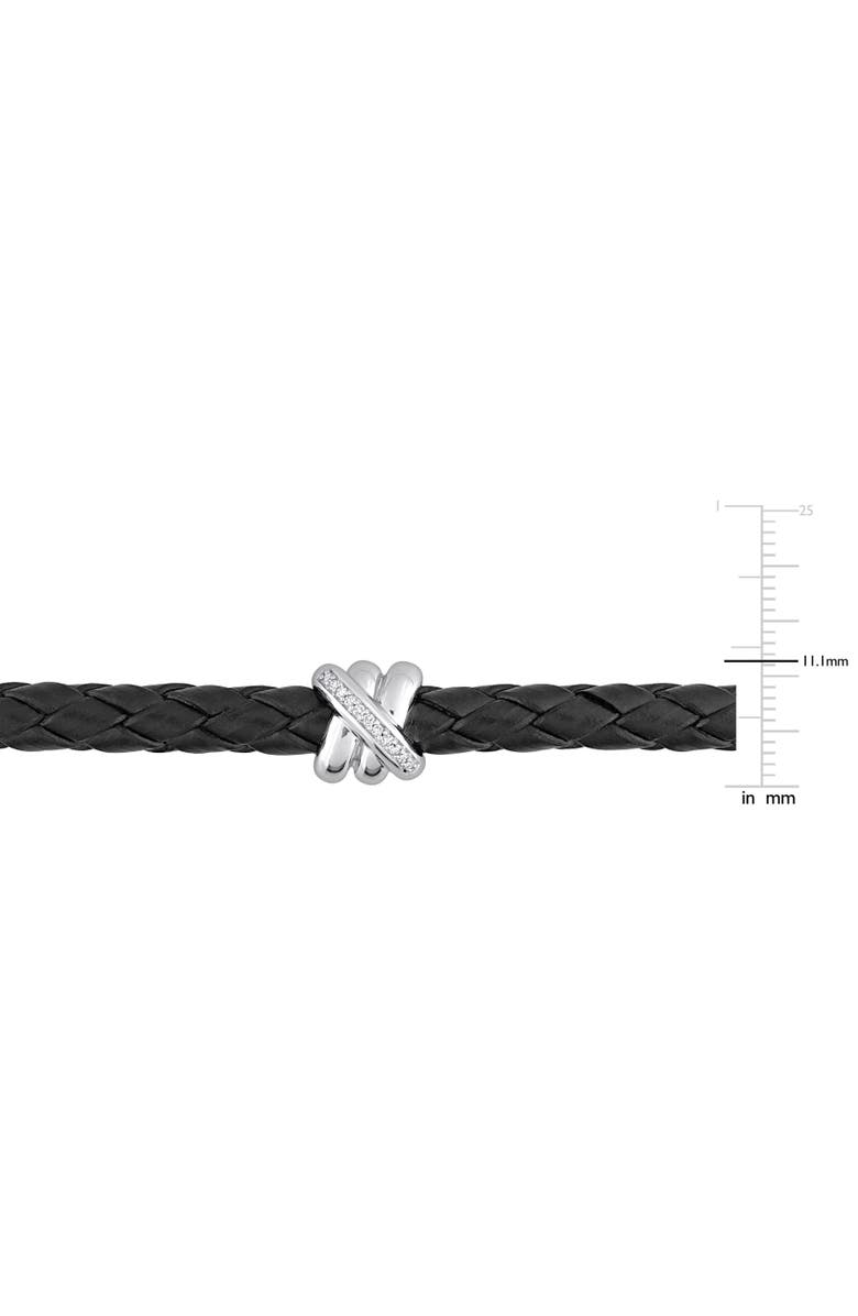 Julianna B. Diamond Crossover Motif Black Leather Bracelet 14k, Alternate, color, White Gold/Diamond