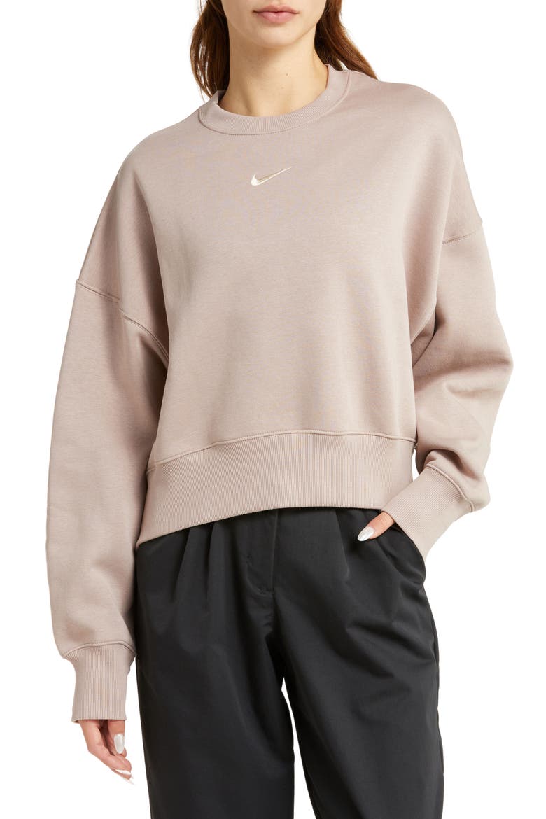 Phoenix Fleece Crewneck Sweatshirt, Main, color, DIFFUSED TAUPE/ SAIL