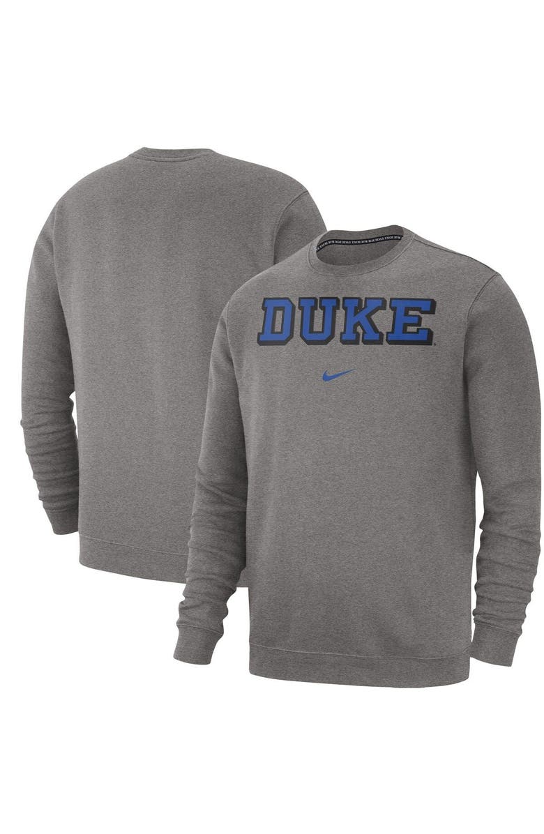 Nike Men's Nike Heather Gray Duke Blue Devils Club Fleece Sweatshirt, Main, color, Heather Gray