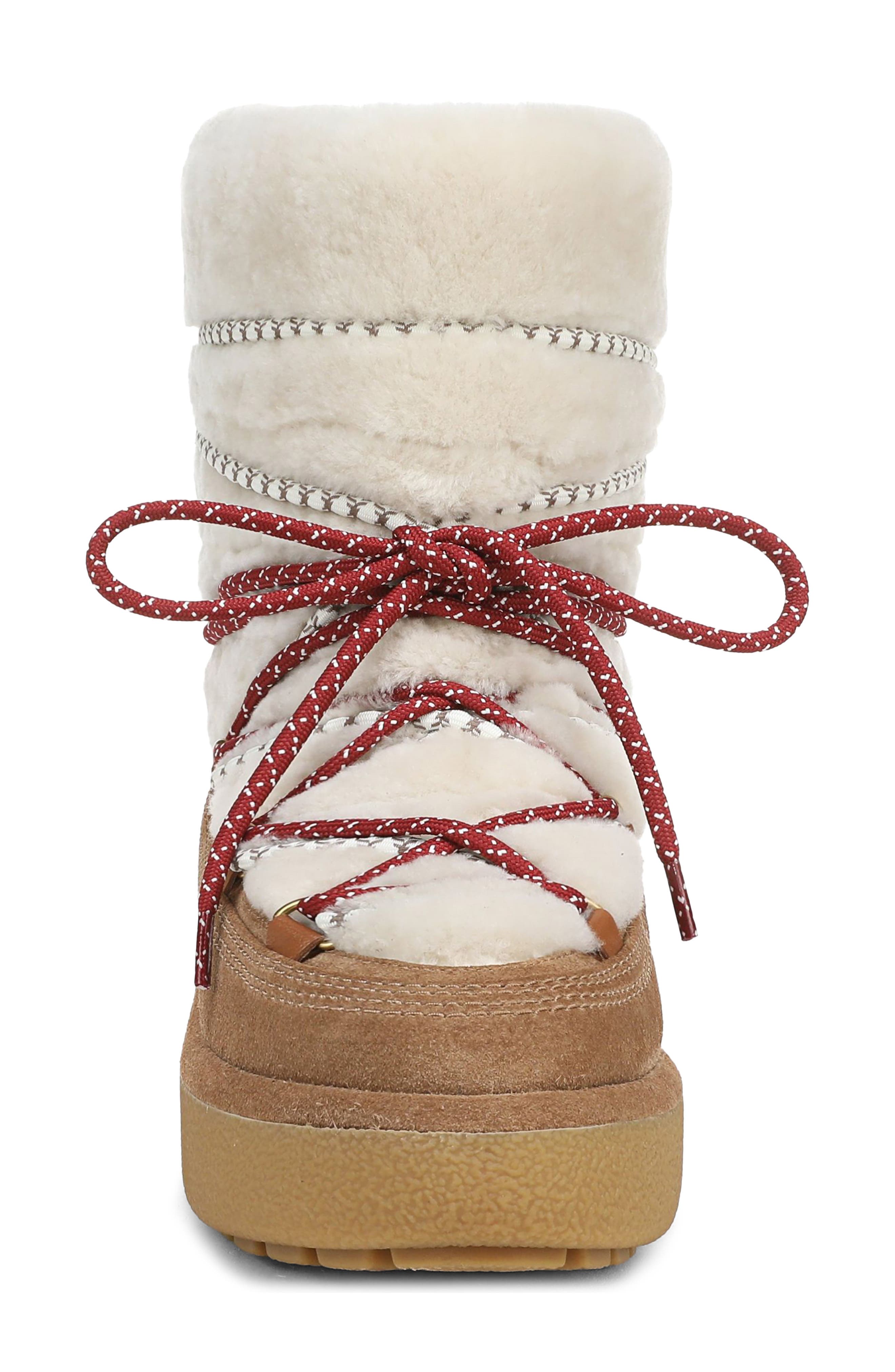 Kirsta Genuine Shearling Platform Boot, Alternate, color, WHITE/ CHESTNUT SUEDE