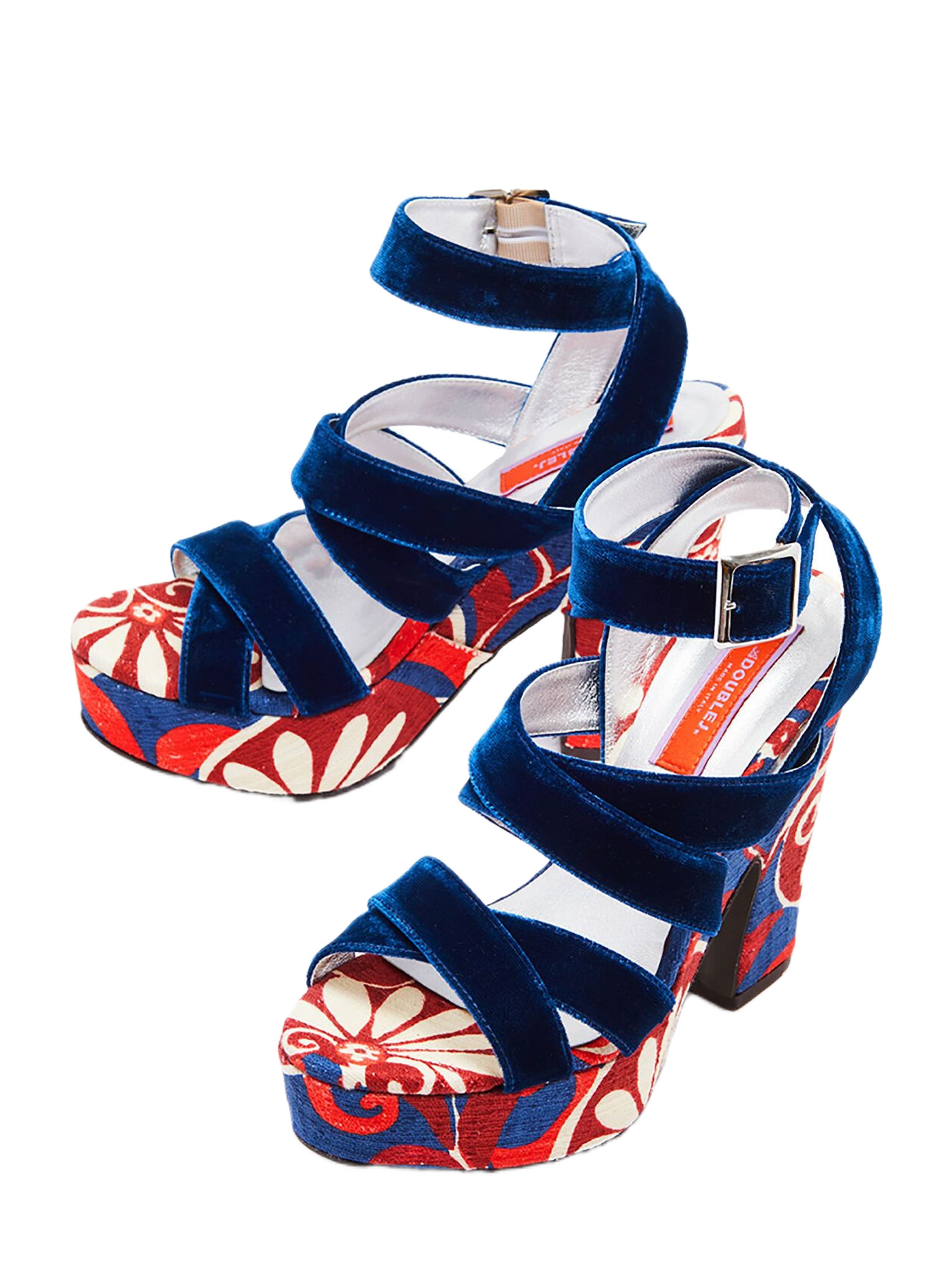La DoubleJ Medal Wedge Moonflower Navy, Alternate, color, Moonflower Navy