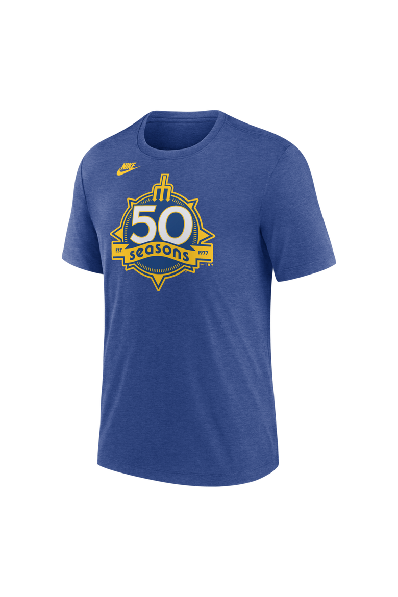 Men's Nike  Heather Royal Seattle Mariners 50th Season Tri-Blend T-Shirt, Alternate, color, Heather Royal