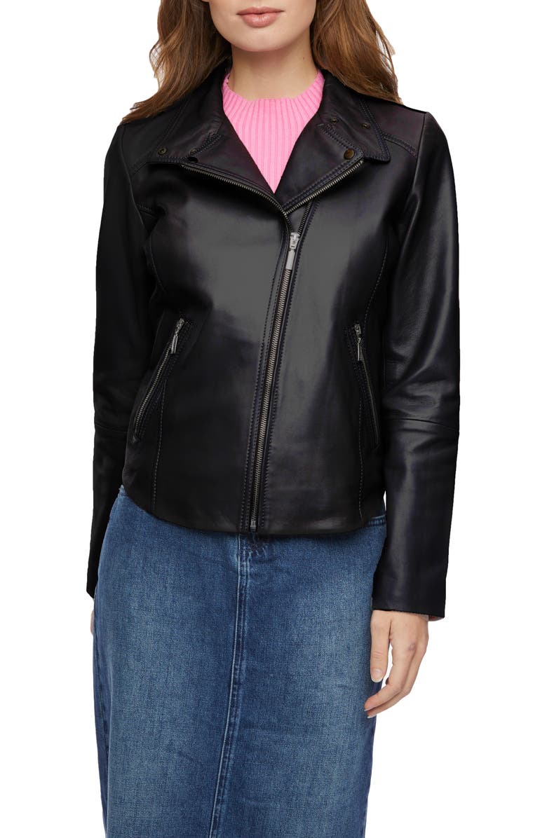 Bernardo Leather Moto Jacket, Main, color, 