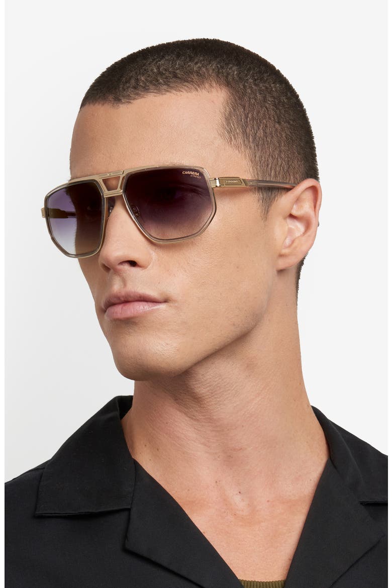 61mm Gradient Geometric Square Sunglasses, Alternate, color, GREY/ GREY SF GD SP