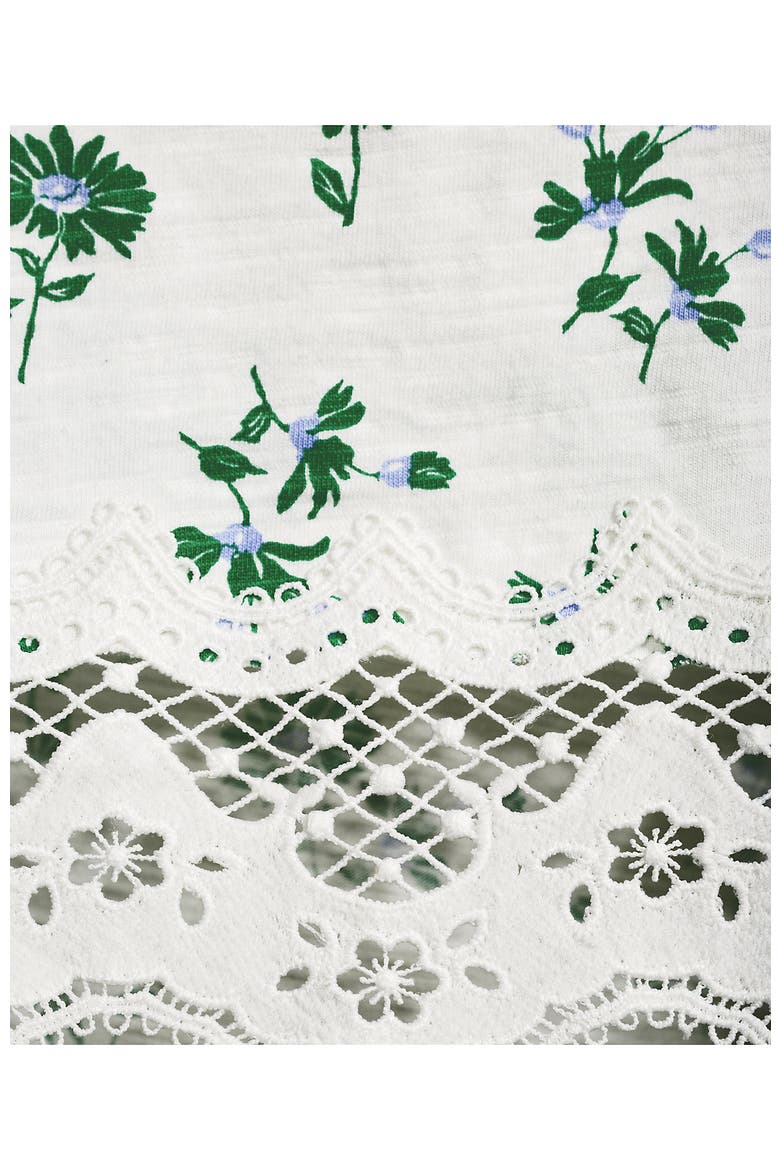 Short Sleeve Slub Jersey Cutwork T-Shirt, Alternate, color, Ivory/Bluegrass Floral