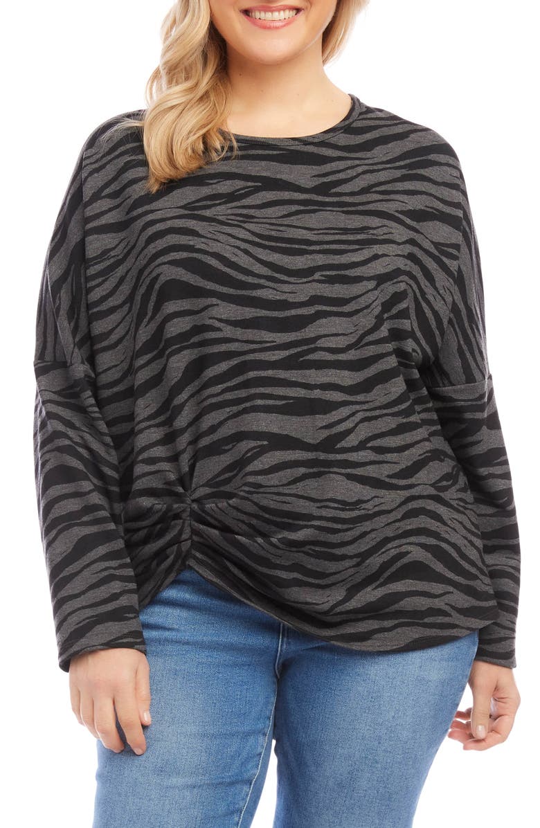 Karen Kane Animal Print Long Sleeve Pick-Up Top, Main, color, 