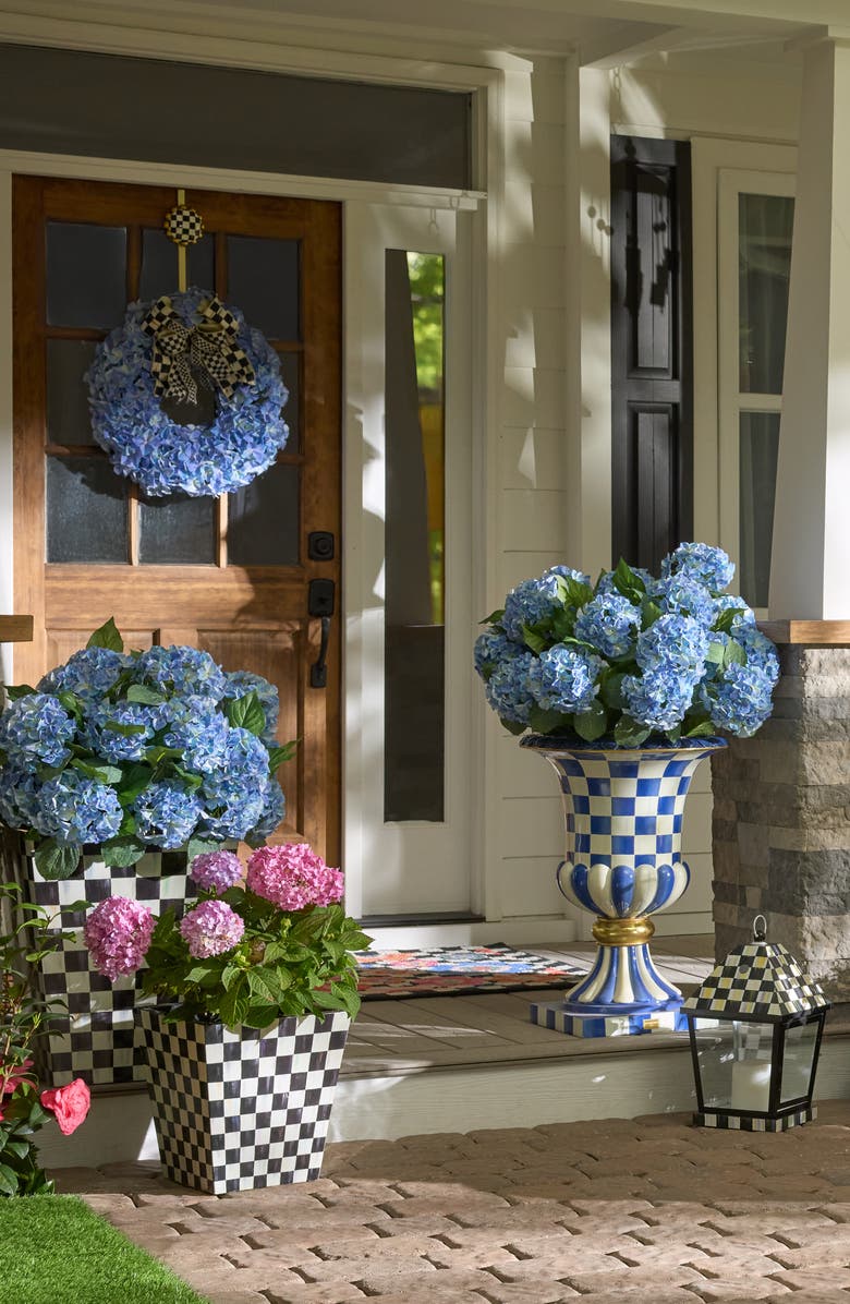 MACKENZIE CHILDS Royal Check Pedestal Urn, Alternate, color, 