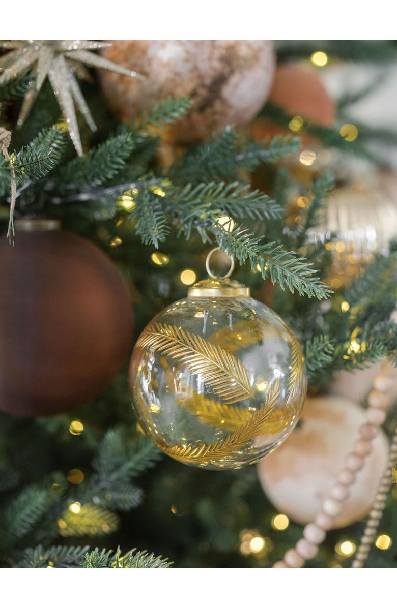 CG Hunter 3" Artisan Glass Gold Etched Leaf Ornament, Alternate, color, Gold