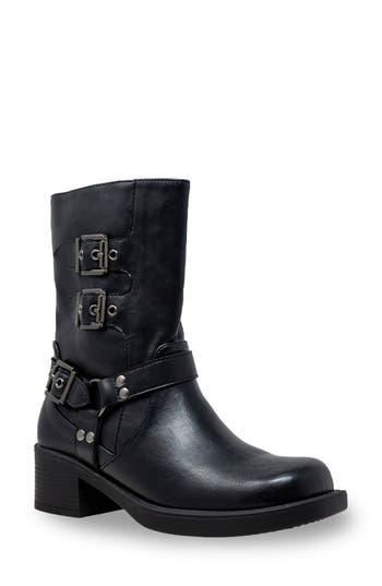 Chase & Chloe Chase And Chloe Ashton Buckle Riding Boot In Black