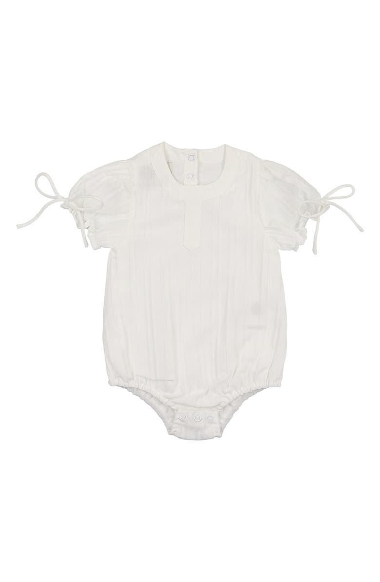 Manière Kids' Striped Cotton Blend Romper, Main, color, White