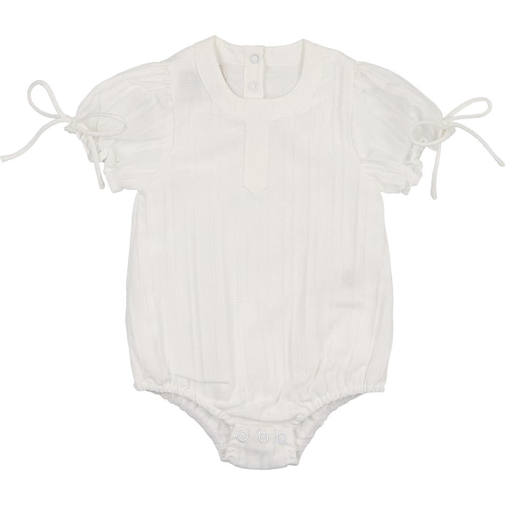 Maniere Manière Kids' Striped Cotton Blend Romper In White