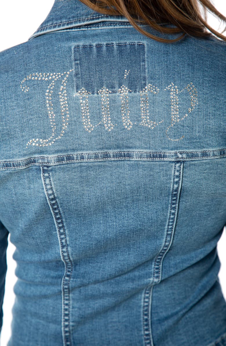 Juicy Couture Corset Style Front Zip Denim Jacket, Alternate, color, 